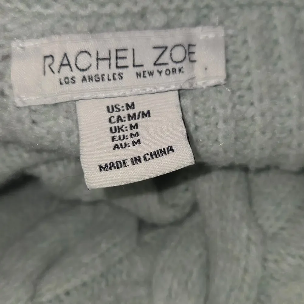 Rachel Zoe Womens Medium Fisherman‎ Sweater Mint Green Lightweight Cable knit